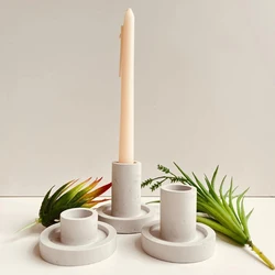 Simple Candle Holder Mold Candlestick Silicone Plaster Mold Concrete Jesmonite Resin Crafts Casting Molds Home Deora Clay Molds