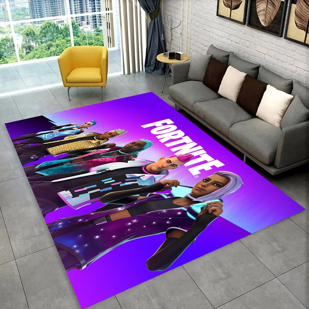F-Fortnites Cartoon-Spiel-Teppich für Spielzimmer, Schlafzimmer, Wohnzimmer, Sofa, Zuhause, Fußmatte, Dekor, Bereich Teppich, rutschfeste Bodenmatte, Geschenk