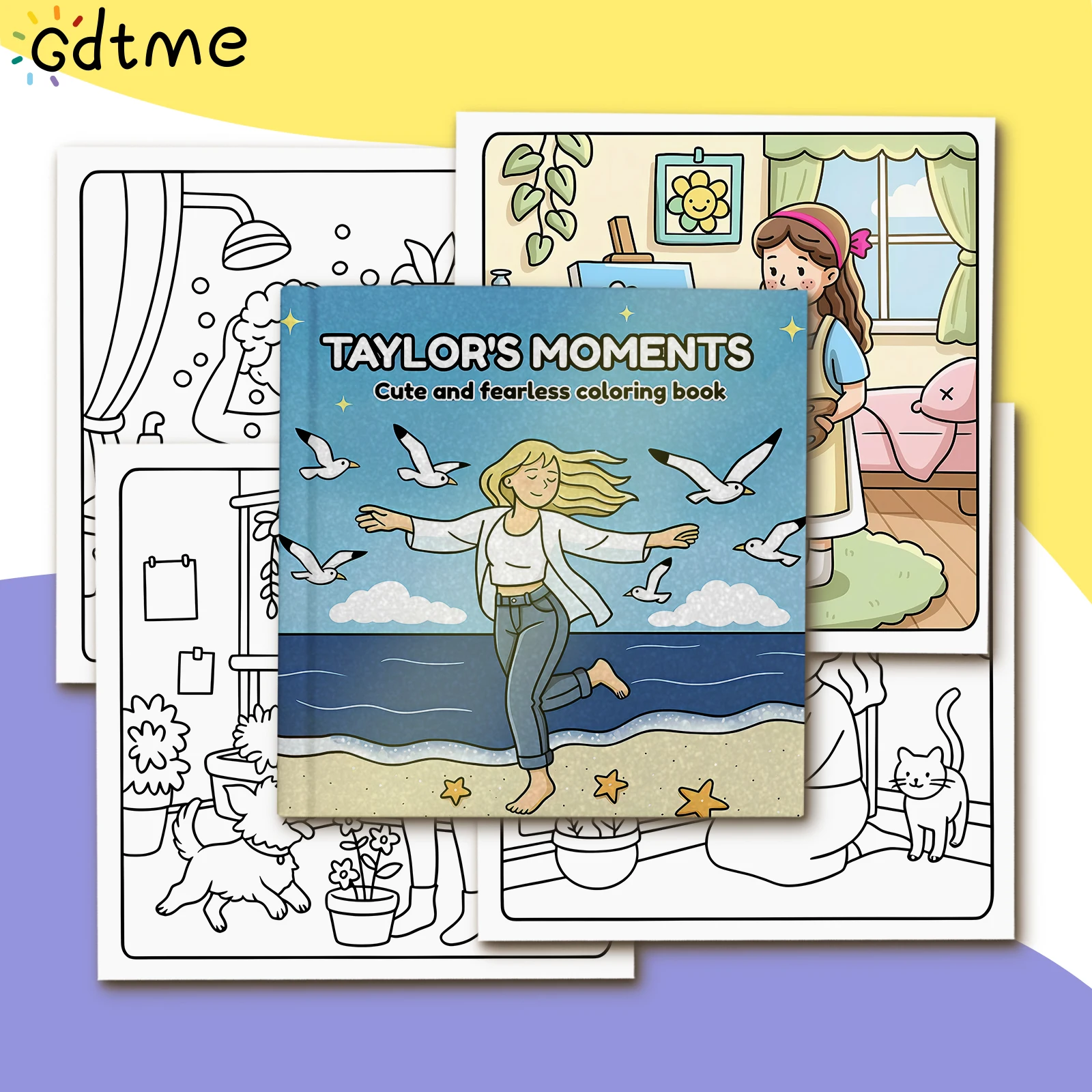 Taylor's Moments Cute and Fearless Coloring Book for Adults Anti Anxiety Kill Time DIY Drawing Art Activity Book Perfect Gift
