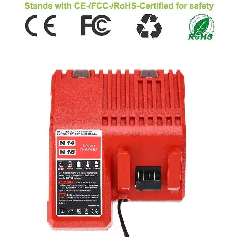 Eu Plug 18V Power Tool Lithium Battery Charger Replacement For Milwaukee M&18