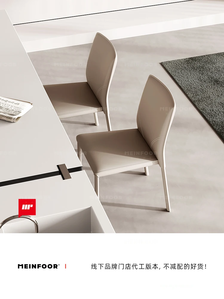 كرسي طعام مصنوع من الجلد الإيطالي الفاخر، مقعد مصمم حديث وبسيط للمنزل والفندق والمطعم