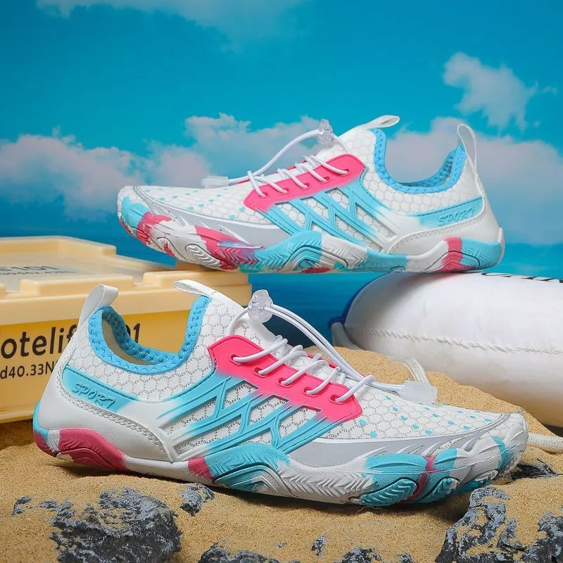 

2025 мужская летняя обувь с пятью пальцами вверх по течению, красочные босиком стиля для пляжного бассейна, плавания, портативные аква-кроссовки