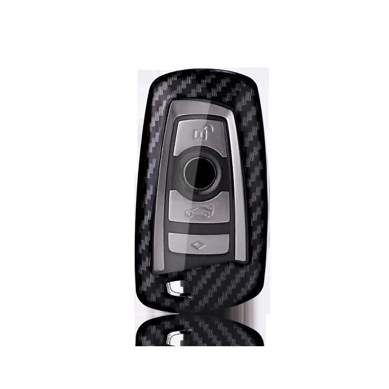 2024 Carbon Fiber Pattern New Car Key Cover Case Shell Holder Keychain for BMW's New 3 Series 5 Series 320li 525 X3 X4 Buckle