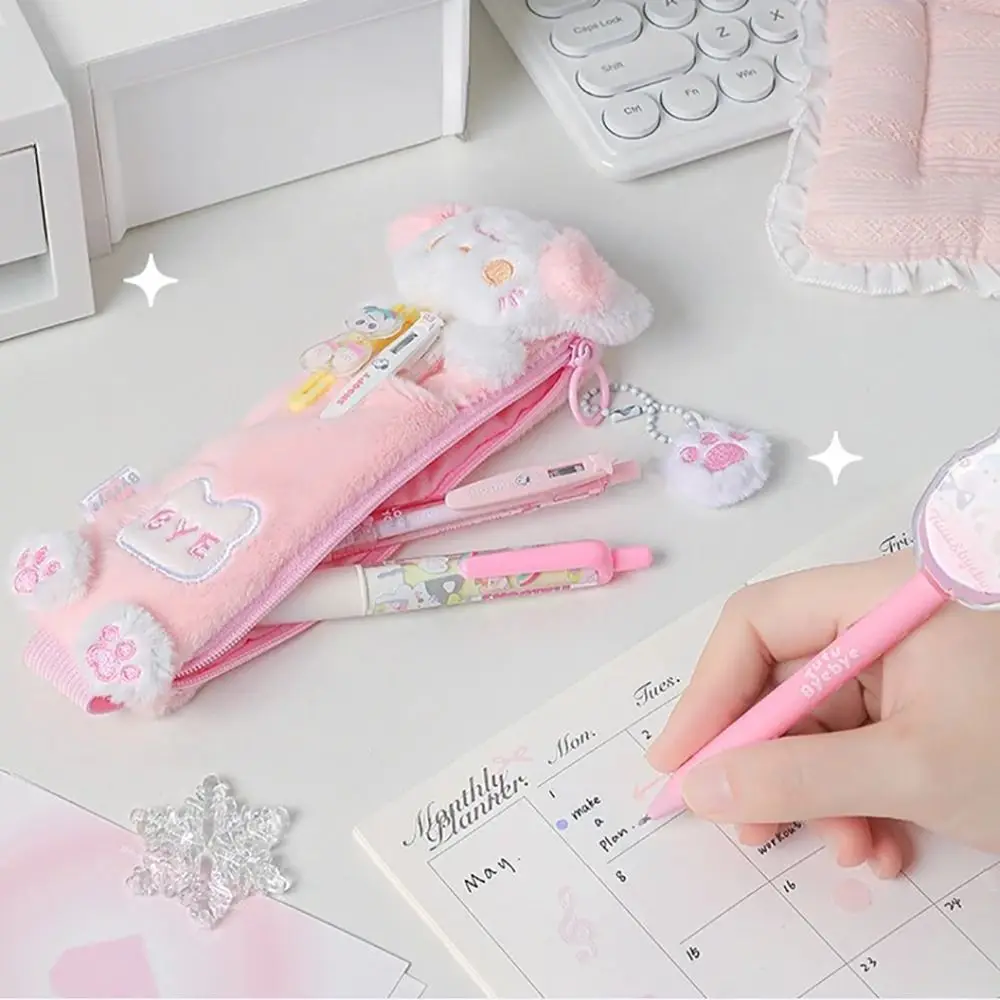 Nuova custodia per matita da lettura in peluche Mini borsa per cancelleria per cartoni animati con borsa per penne con fasciatura per cravatta Materiale scolastico