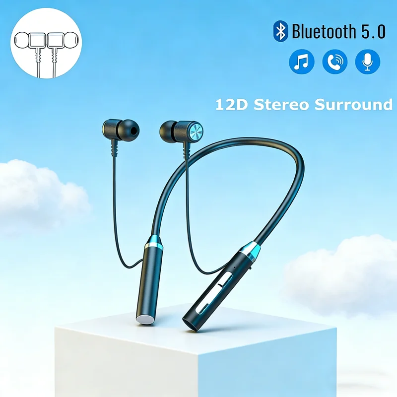Wireless Headphones Bluetooth Neckband Magnetic Earphones Sport Running Earbuds Waterproof Bluetooth 5.3 Headset With Mic