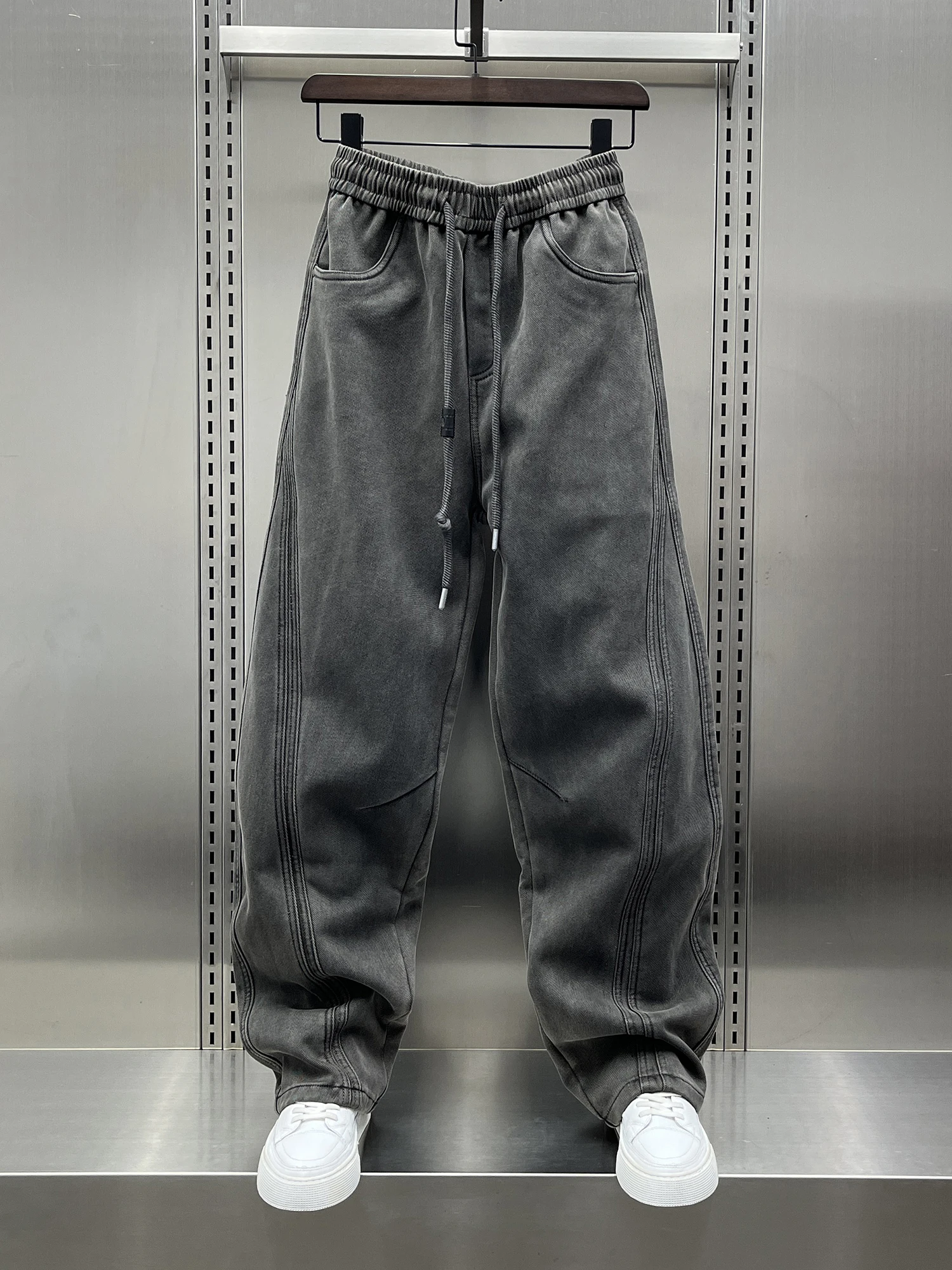 

Мужские джинсы Waed Fce, повседневные, свободного кроя, в американском стиле, модный бренд, осенне-зимняя новинка, прямые брюки, хит продаж