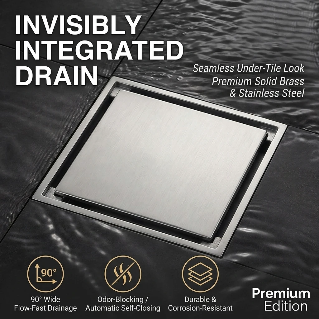 

Fast Draining Brass & 304 Stainless Steel Floor Drain,Anti-Clog Core,Large Flow Shower,Bathroom,Kitchen,Washing Machine Strainer