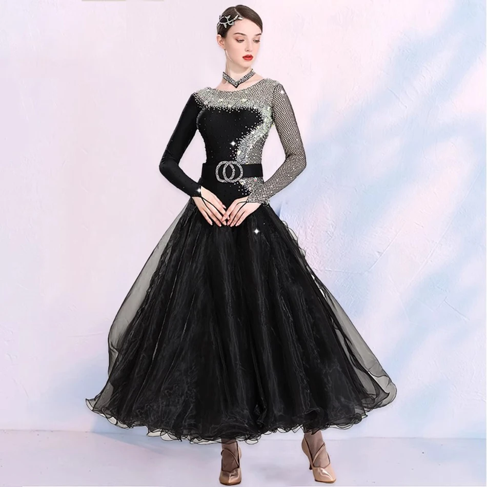 2025 Nieuwe Custom High End Vrouw Moderne Dans Jurk Ballroom Danswedstrijd Wals Prestaties Kleding Ballroom Dans Jurk