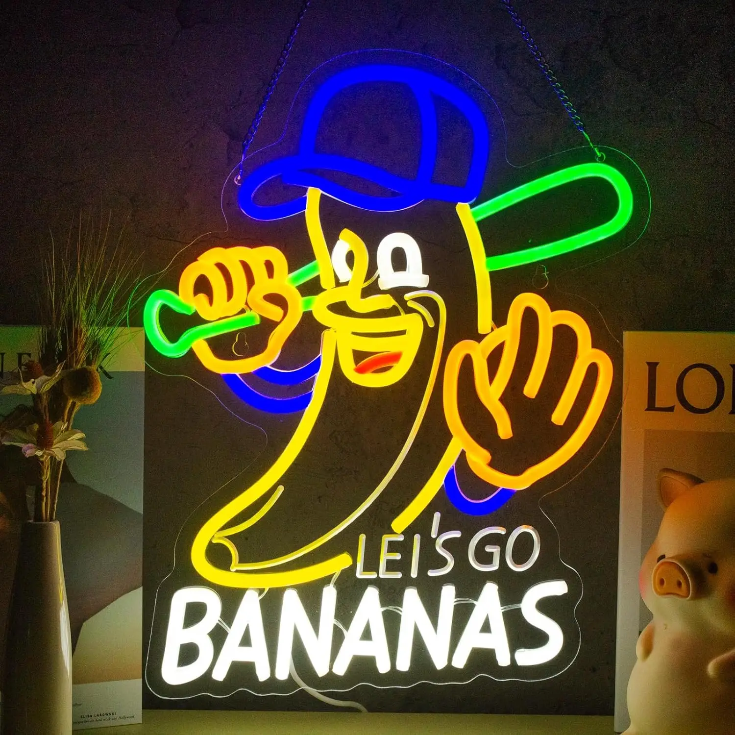 

Светодиодная неоновая вывеска «Let's Go Bananas» с питанием от USB, регулируемая, для спальни, бара, мужской комнаты, игровой комнаты, декора стен, веселых вечеринок, подарок, лампа