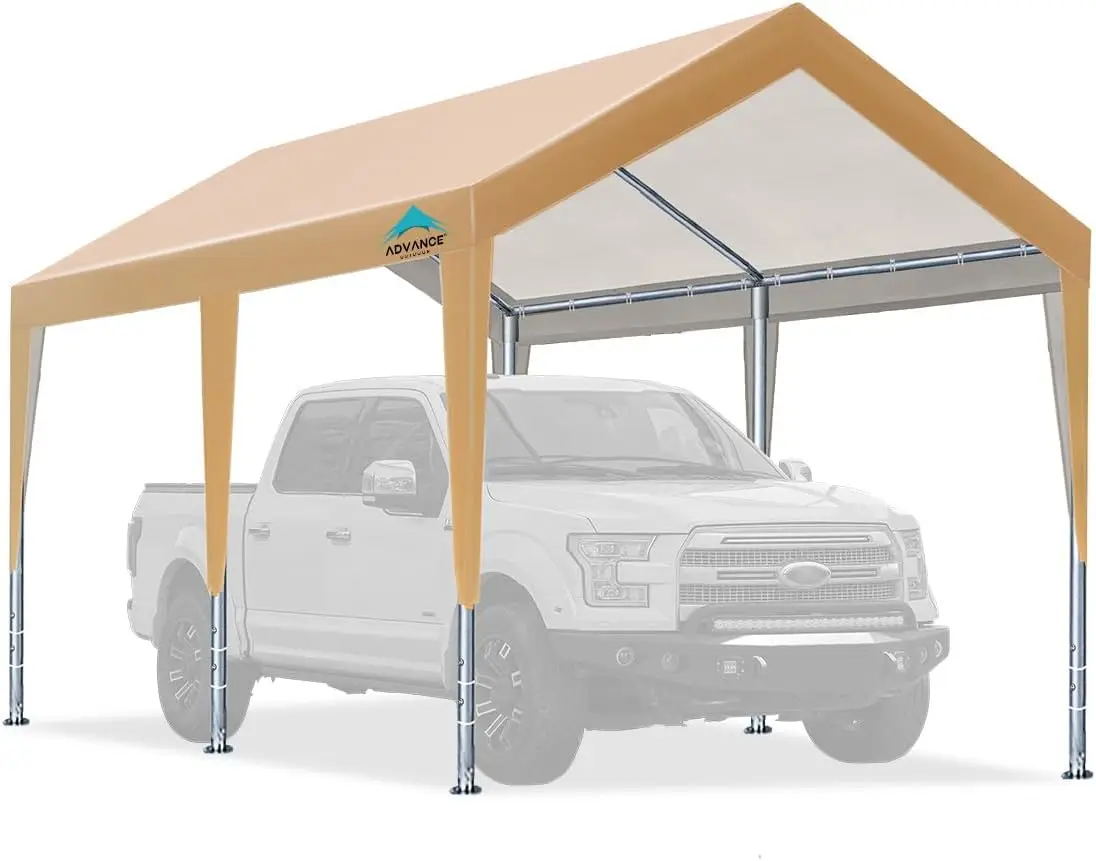 Advance Outdoor 10X20 Ft Steel Carport With Adjustable Height From 9.5 To 11 Ft, Heavy Duty Car Canopy Garage Party Tent Boat