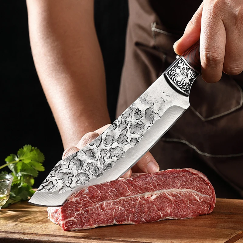 Kitchen Hand-Forged Knife Professional Boning Knife Meat Pork Cutting Sharp Blade Stainless Steel Butcher Knife  Wood Handle