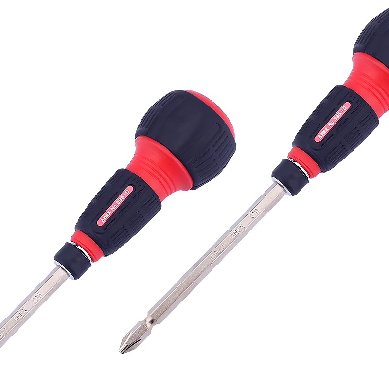 ANEX Ratchet Screwdriver 60 Gears NO.395D Ball Handle, Magnetic Driver Bit (Phillips Slot +2, Flat Head 6), Made in Japan