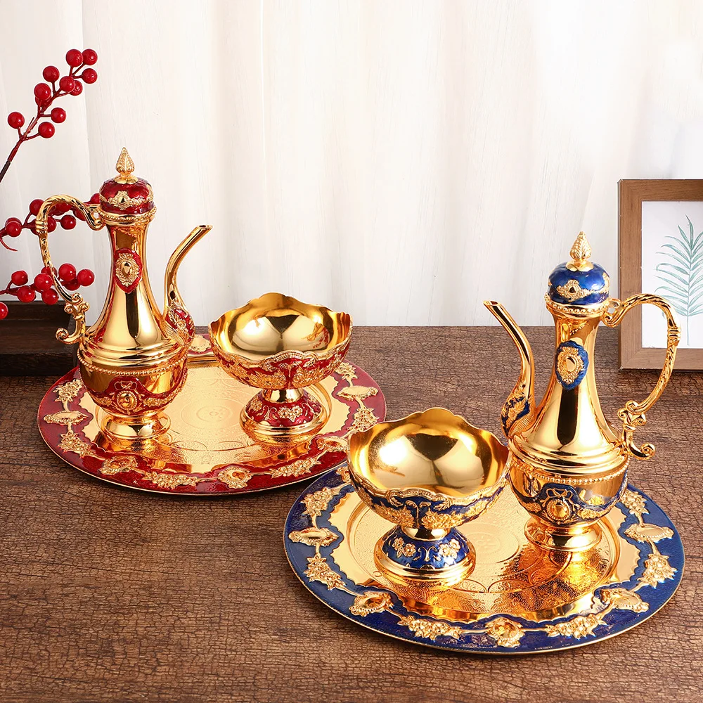 

European light luxury metal wine jug wine glass set retro creative home club decorative wine set exquisite gifts