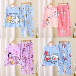 Miniso Spring Autumn Children's Pajamas Set 2024 Cute Anime Cartoon Kids Pijama Boy Girl Sleepwear Long-Sleeved Pants Loungewear