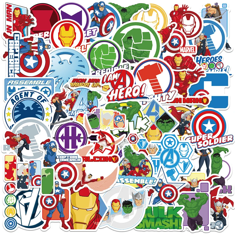 50 szt. Naklejki Disney Marvel Filmowe Bohaterowie Zostawiają Wodoodporne Graffiti Telefon Laptop Bagaż Gitara Notatnik Naklejka