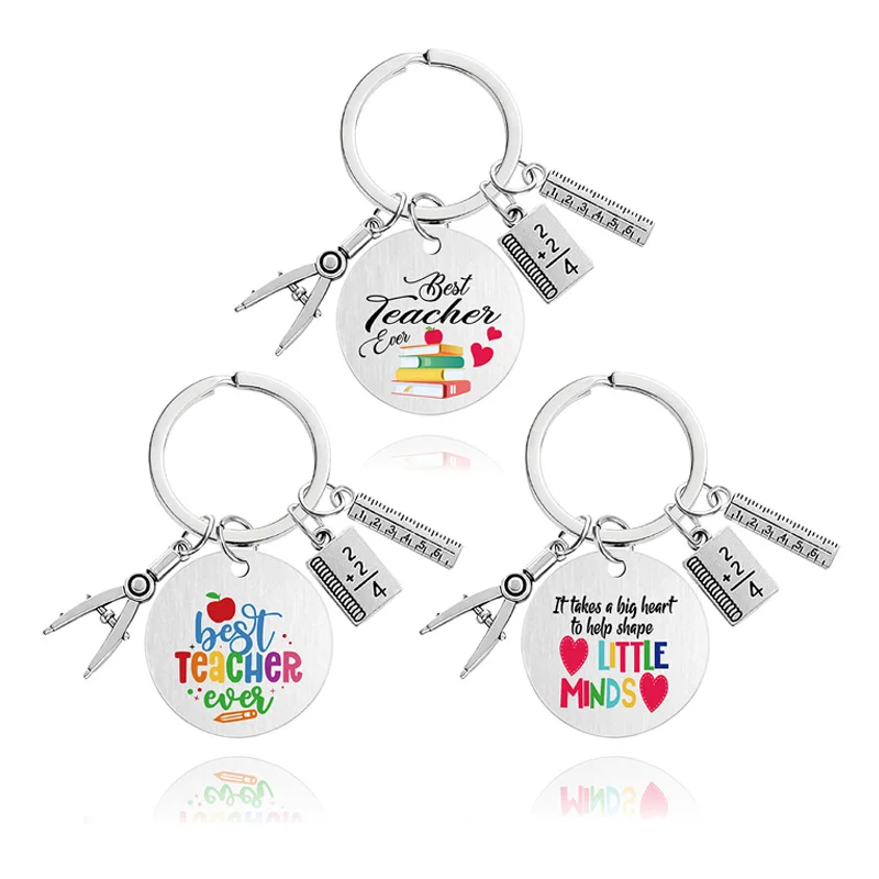 Llavero Personalizado de Acero Inoxidable para Maestros, Llavero con Texto de Agradecimiento, Regalos de Joyería DIY para el Día del Maestro, Venta al Por Mayor