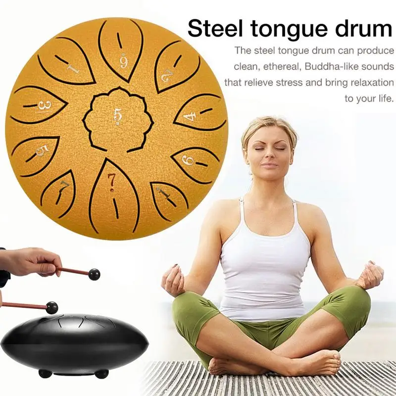 Ethereal Drum 6 Inch 11 Notes Steel Tongue Drum Hollow Drum Music Drum  Yoga Meditation Drum Musical Percussion Instruments