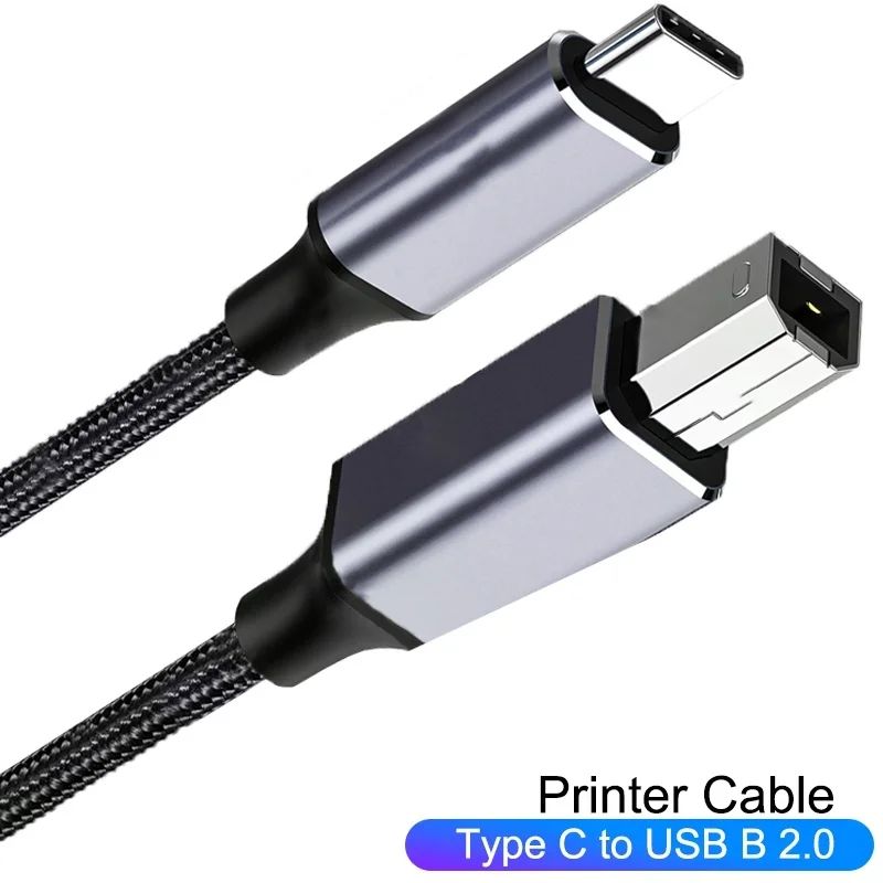USB Type C to USB B 2.0 Printer Cable High Speed Cable Type C Cable For HP Canon Brother Epson Dell Printer Fax Machine Scanner
