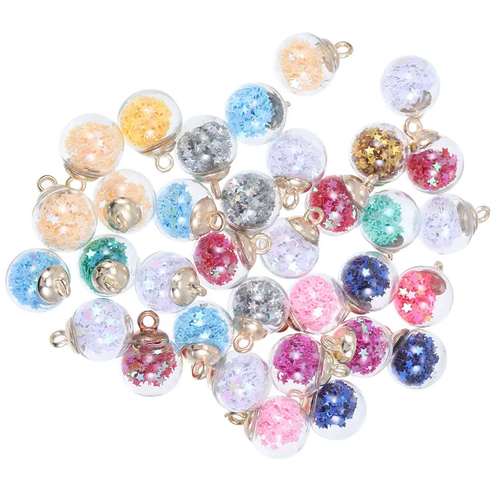 

60Pcs Glass Ball Pendants Filled Stars Sequins Exquisite DIY Jewelry Making Charms Earrings Necklace Bracelets Keychain