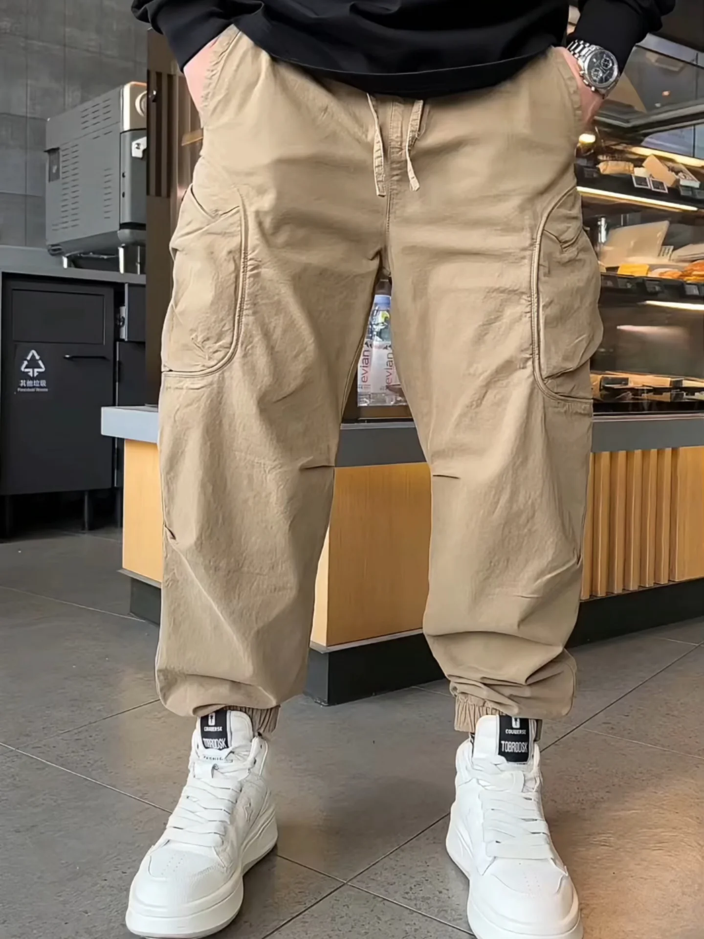 

High Quali American Sle Casual Pants Men's Faion Trend High Street Large ket Workwear Cuffed Trousers Autumn New Arr...