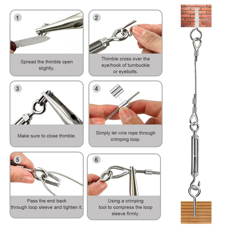 Kit de acero inoxidable de 20M, clasificación de 3MM, ayuda a apretar el desgaste de la cuerda con M5, abrazadera de acero inoxidable R