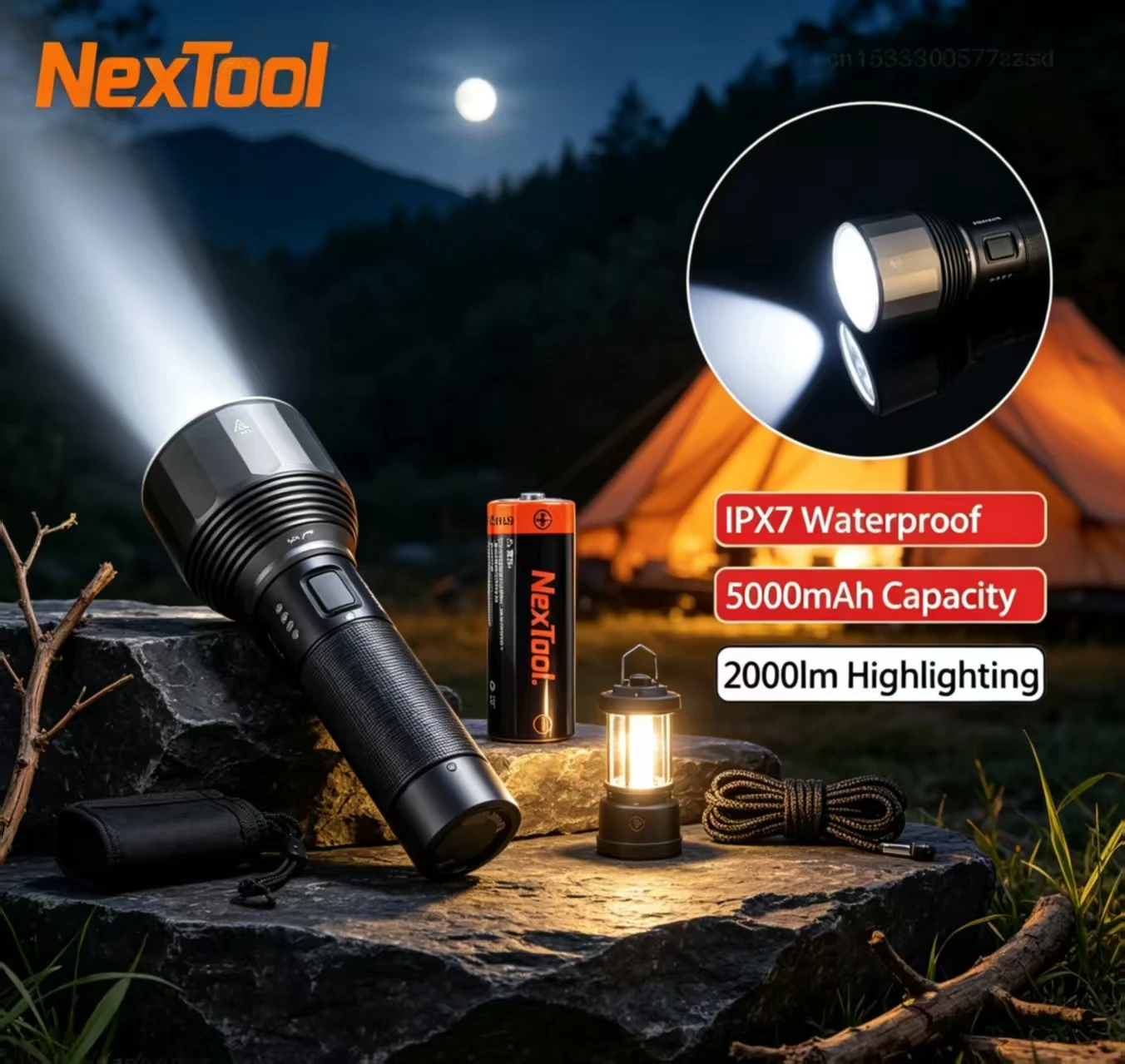 2026 Nextool 2000LM Rechargeable LED Flashlight 5 Modes IPX7 Waterproof Tactical Torch For Outdoor Camping Hiking Search Light