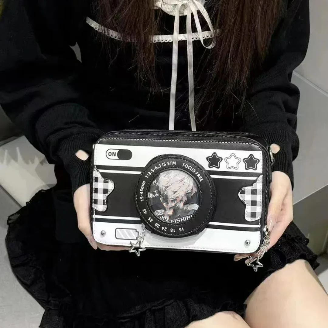 

Anime Freeze Frame Small Camera Pain Bag One Shoulder Straddle Bag Transparent Cute Fashion Design Versatile New Crossbody Bag