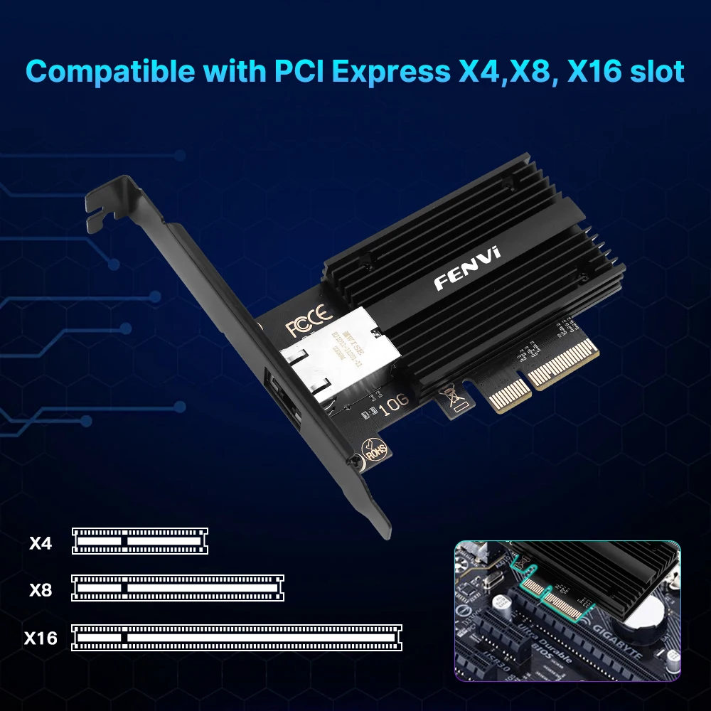 Imagem -05 - Adaptador Lan Pci Express Ethernet Fenvi-gigabit Pcie para Rj45 para Marvell Aqc113c 1g 2.5g 5g 10gbps