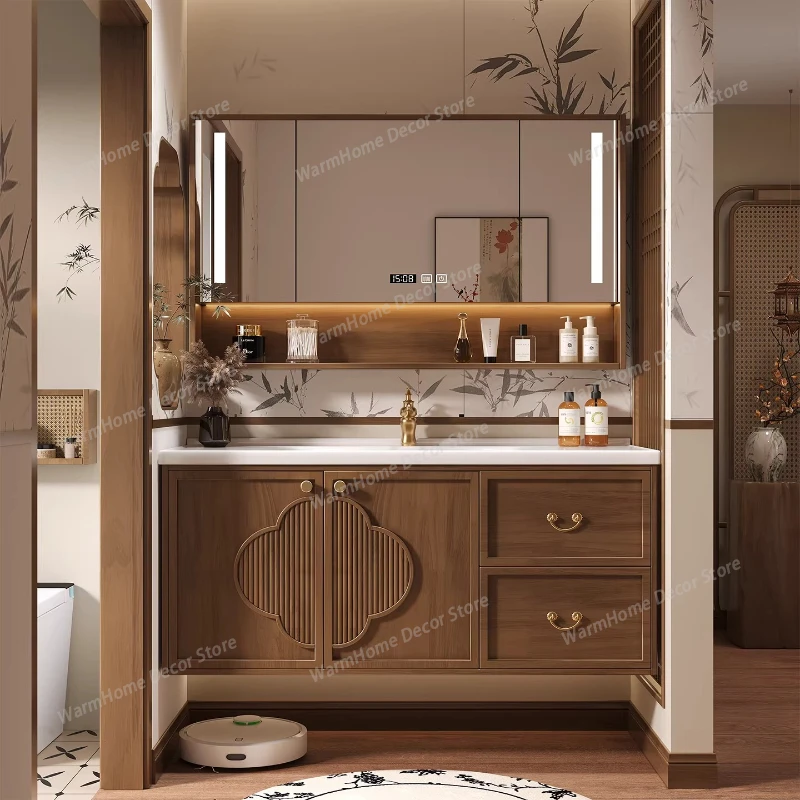 

Retro Shelves Bathroom Cabinets Combination Toilet Sink Narrow Bathroom Cabinets Makeup Wood Furniture Ванная Комната MH40YSG