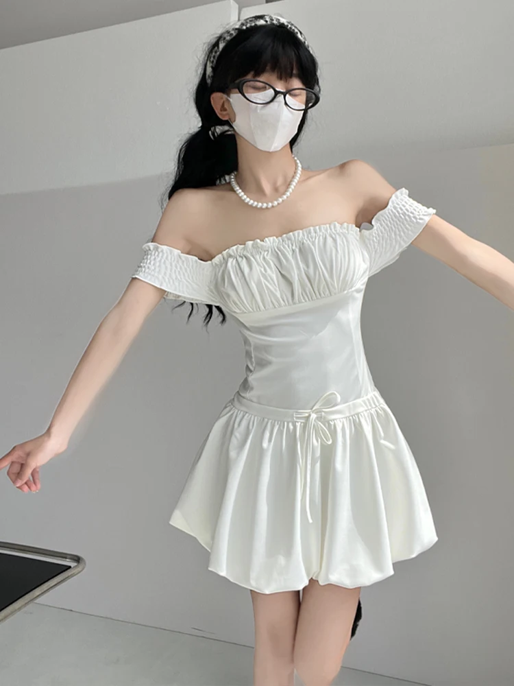 

Сексуальное летнее платье Princ Sle с одним открытым плечом, короткое, с завышенной талией, в балетном стиле, пышное, для отпуска