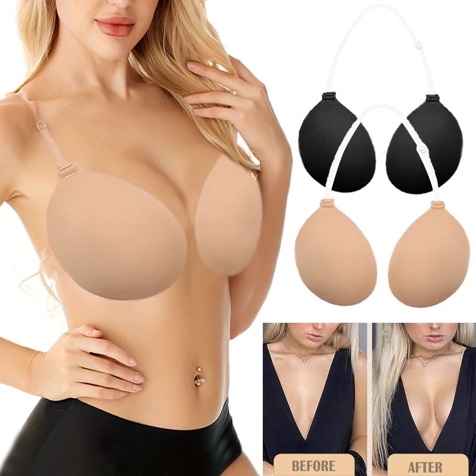 

Strapless Push Up Silicone Sticky Bra Invisible Breast Lift Pasties Nipple Covers for Women