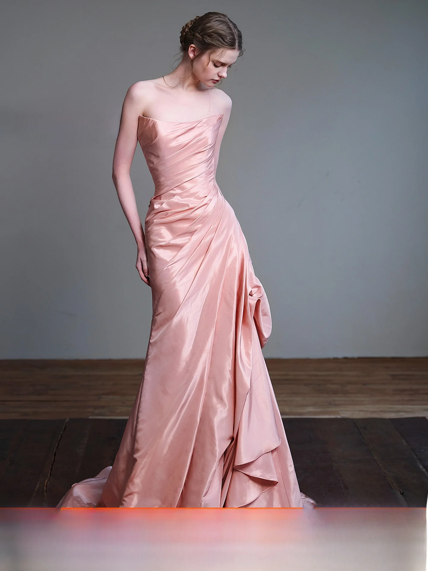 

Elegant Pink Strapless Evening Gown for Bridal Shower Wedding Reception Elegant Ball Dress Adult Ceremony Long Evening Gown