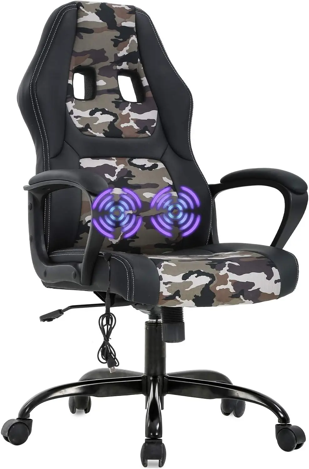 

Gaming Chair Home Office Ergonomic Desk Massage PU Leather Computer with Lumbar Support Headrest Armres