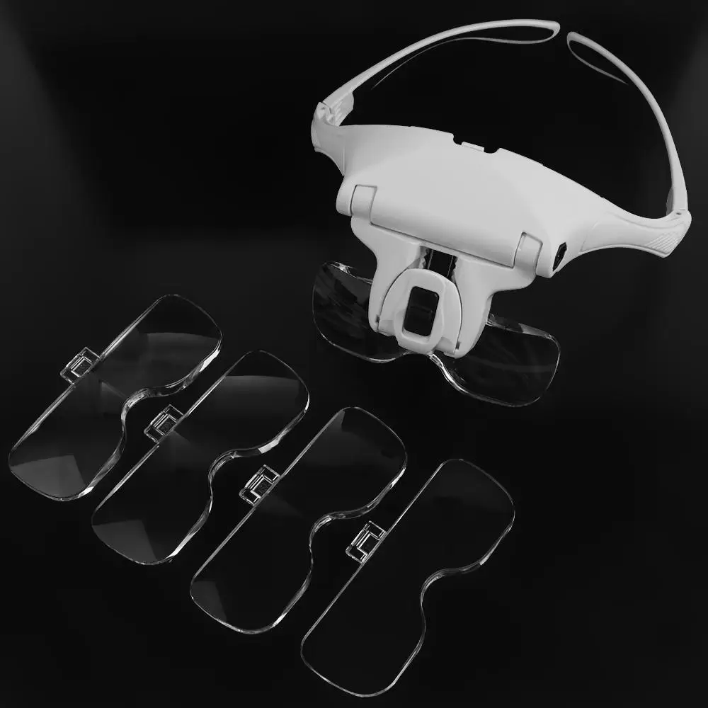 

Adjustable LED Light Headband Magnifier Glasses Professional Multiple lenses Headlamp for Eyelash Grafting Eyebrow Tattoo