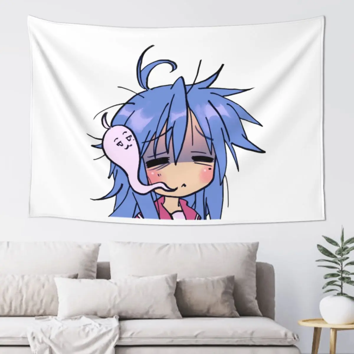 Dead Tired Izumi Konata Lucky Star Tapestry Funny Wall Hanging Aesthetic Home Decor Tapestries for Living Room Bedroom Dorm Room
