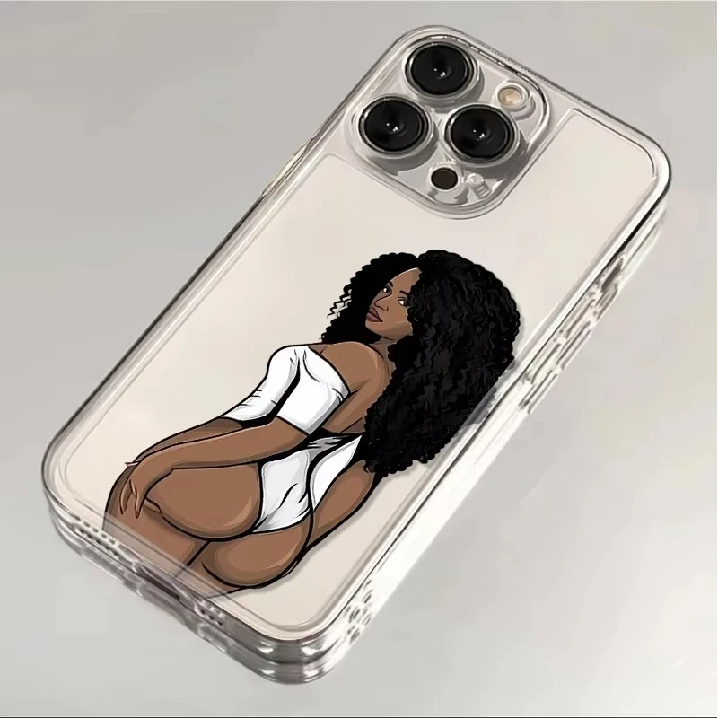 

Sexy Big Buttocks Girl Transparent Phone Case For iPhone 16 15 11 12 14 13 Pro Max Mini X XSMax XR 7 8 Plus SE4 16e Silica Cover