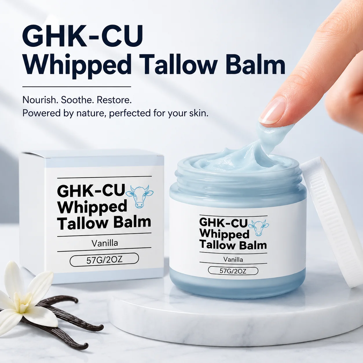 Copper Peptides GHK-Cu Beef Tallow Balm For Skin,Natural Organic Face Body Moisturizer Deep Hydration Nourish Brighten Even Skin