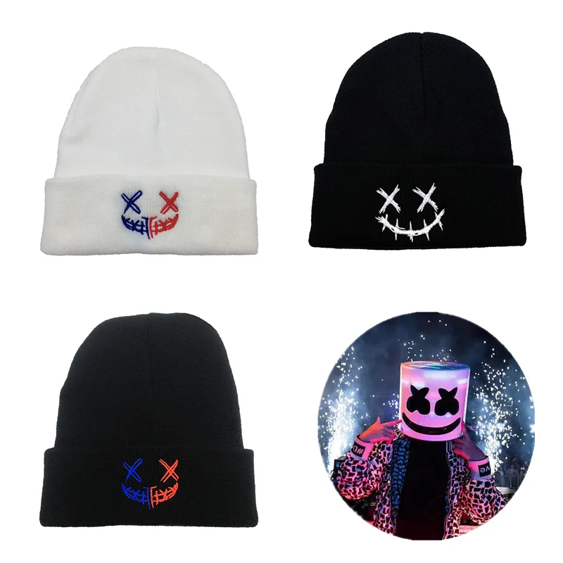 

Outdoor DJ Hat Marshmello Knitted Hat Cosplay Cartoon Hats Cycling Warm Cap Sports Prop Accessories Gift