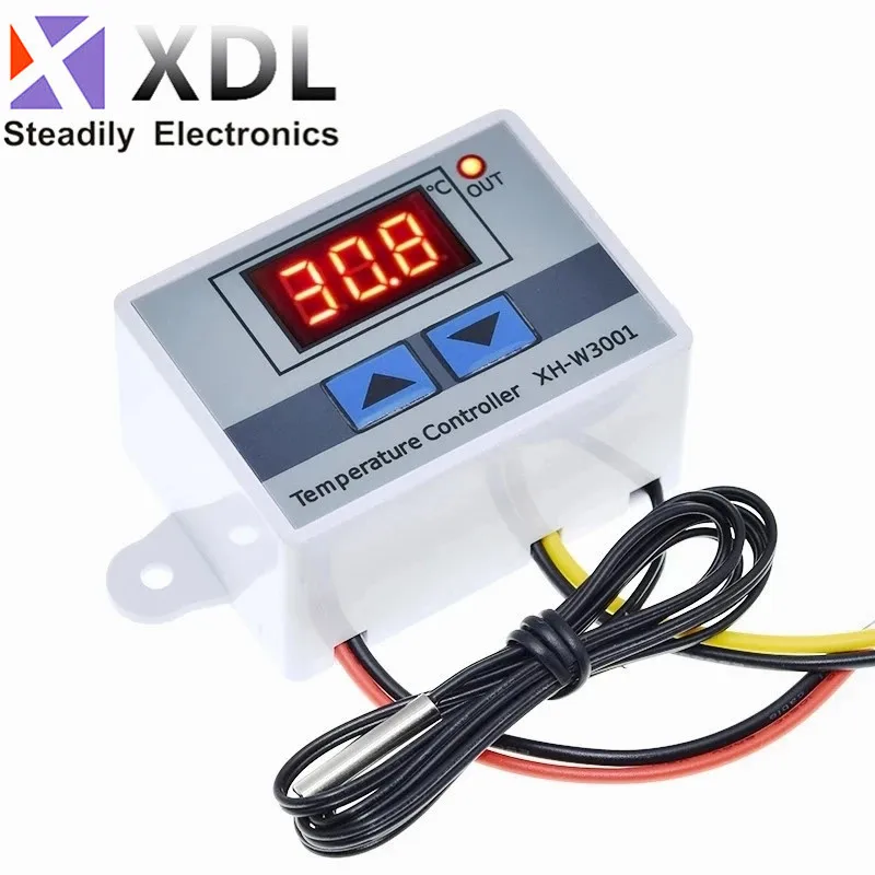 10A 12V 24V 220VAC Digital LED Temperature Controller XH-W3001 For Incubator Cooling Heating Switch Thermostat NTC Sensor