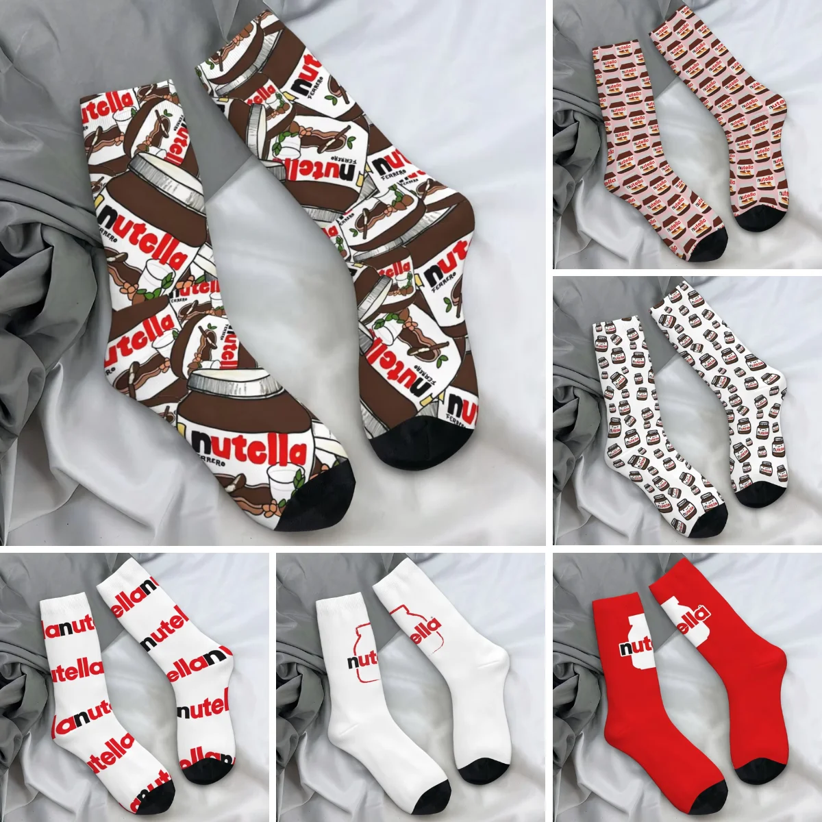 Adults Men Socks Nutella chocolate Jar Stockings Winter Modern Comfortable Socks Graphic Outdoor Sports Anti Sweat Socks