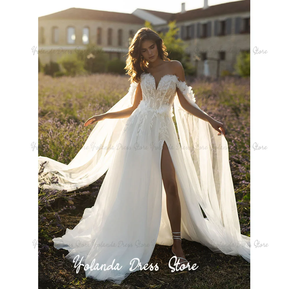 Roseann Hochzeitskleid Stilvolle Brautkleider Brautkleid mit Pailletten, Spitze, A-Linie, Tüll, Applikationen, Träger und Schleppe, maßgeschneidert