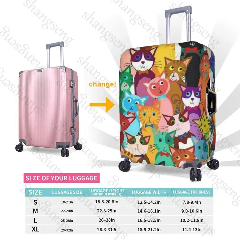 funny Cute Cat Pattern Travel suitcase protective case, suitcase cover, elastic protection, washable Luggage cover, 18-32 in