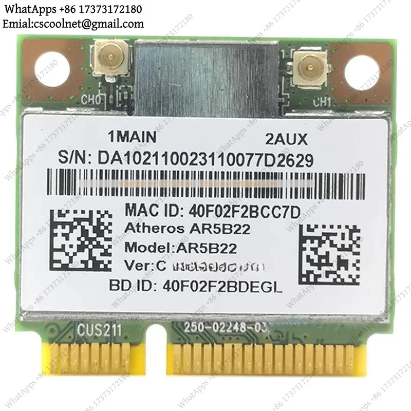 JS01 AR5B22 Wireless Network Card, 300Mbps 5GHz Dual Band WiFi Adapter, Bluetooth 4.0 Mini PCIe Module for Laptop Desktop