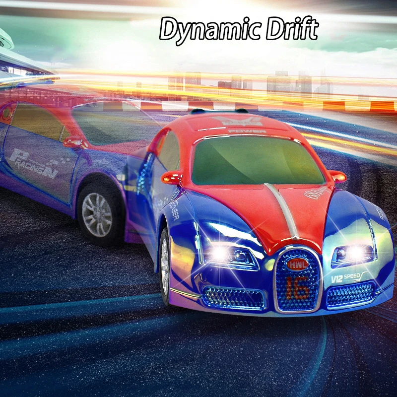 With Lights Sound Effects Dynamic Drift Inertia Car Plastic Cool Dazzle Colourful Sports Car Children's Electric Toy Boy Gifts