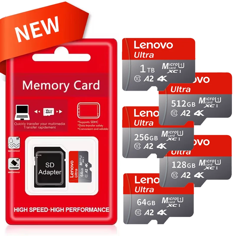 Lenovo Memory Card 1TB High Speed Cartao De Memoria 128GB Micro SD Card 512GB 256GB Class 10 TF Flash Card For Phone Tablet UAV