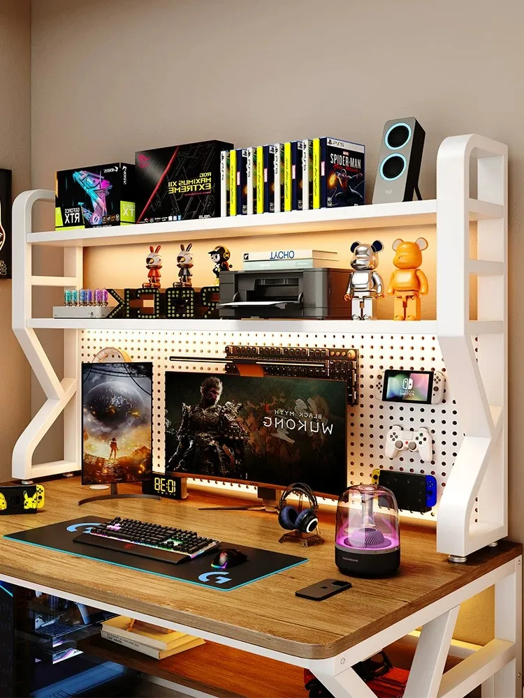 Desktop Bookshelf Iron Art Multi-layer Stand Style Storage Rack Home Use Student Computer Desk Organizer Hole Board Shelf