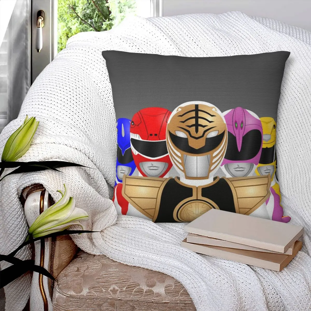 Mighty Morphin Power Ranger Square Pillowcase Pillow Cover Polyester Cushion Decor Comfort Throw Pillow for Home Living Room