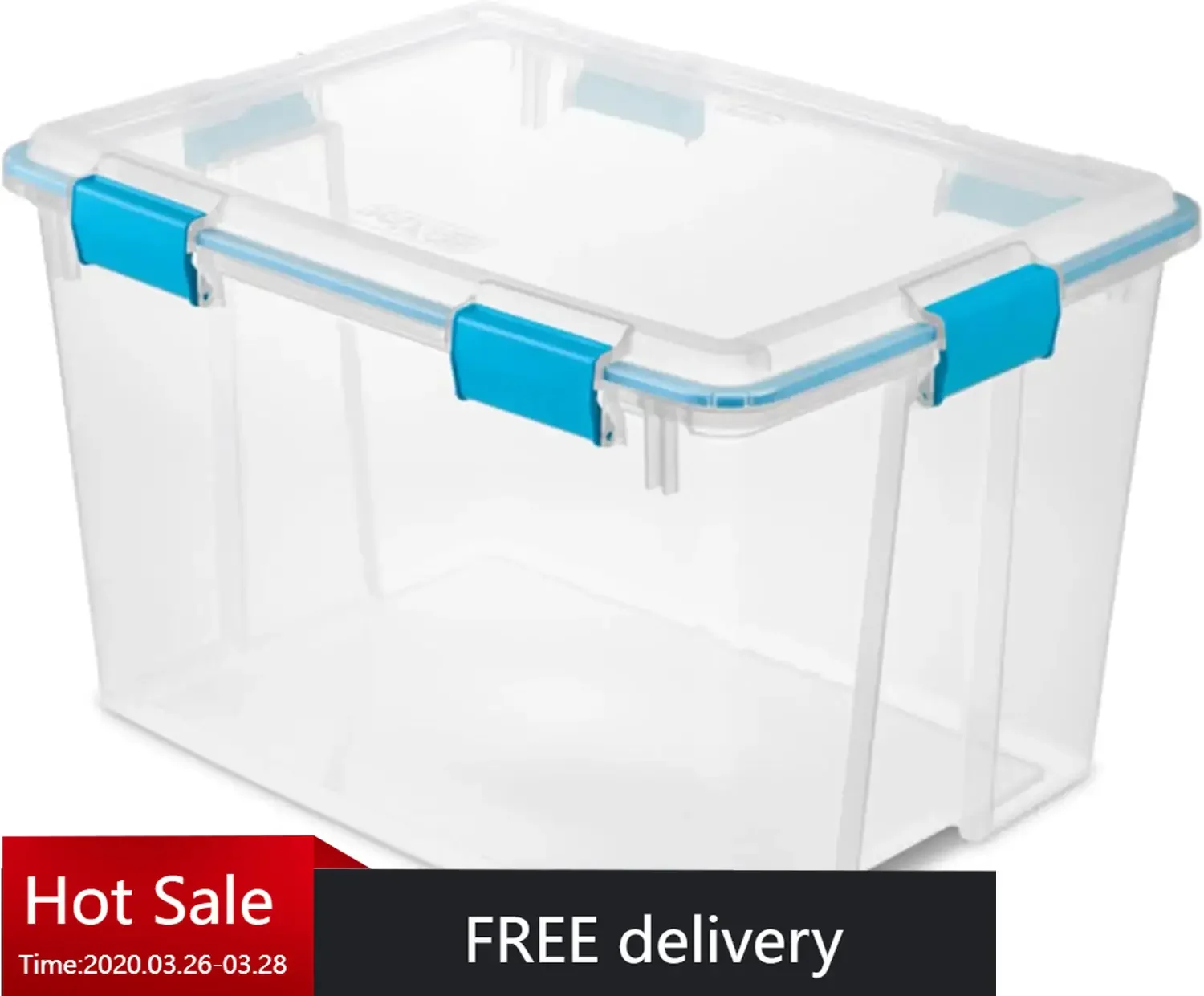 80 Qt Gasket Box, Stackable Storage Bin with Latching Lid and Tight Seal, Plastic Container to Organize Basement, 4-Pack