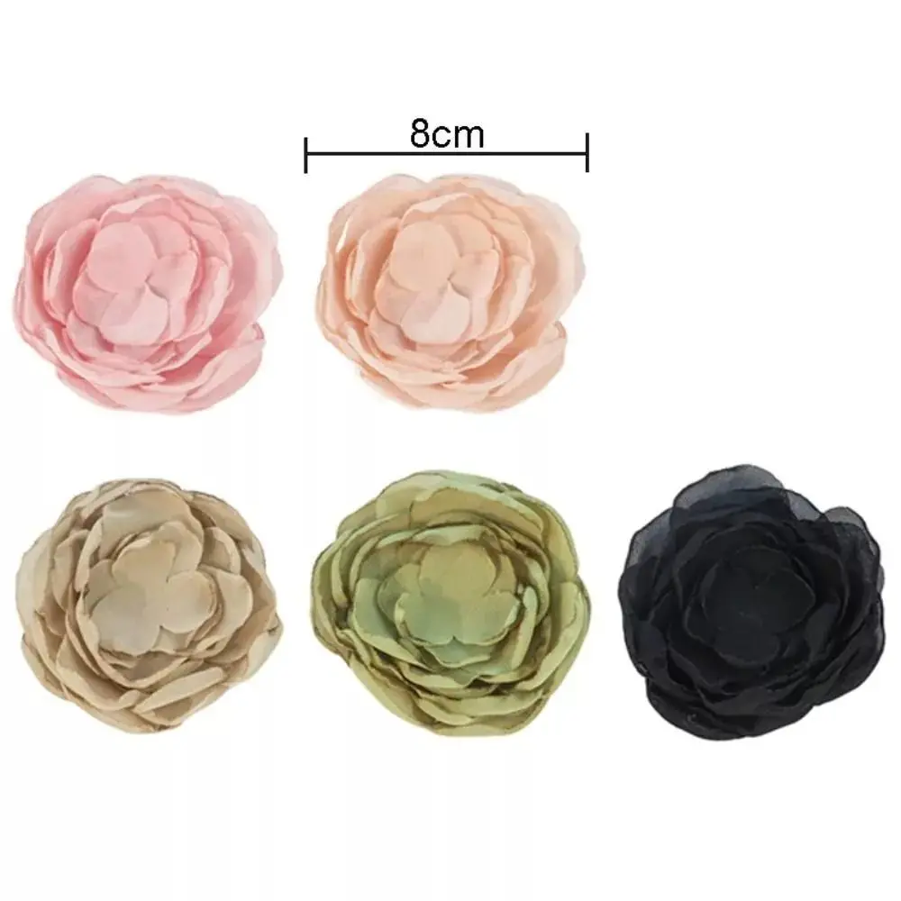 5PCS Polyester Rose Cloth Patch Multipurpose Handmade 3D Cloth Applique DIY Apparel Headwear Accessories Retro