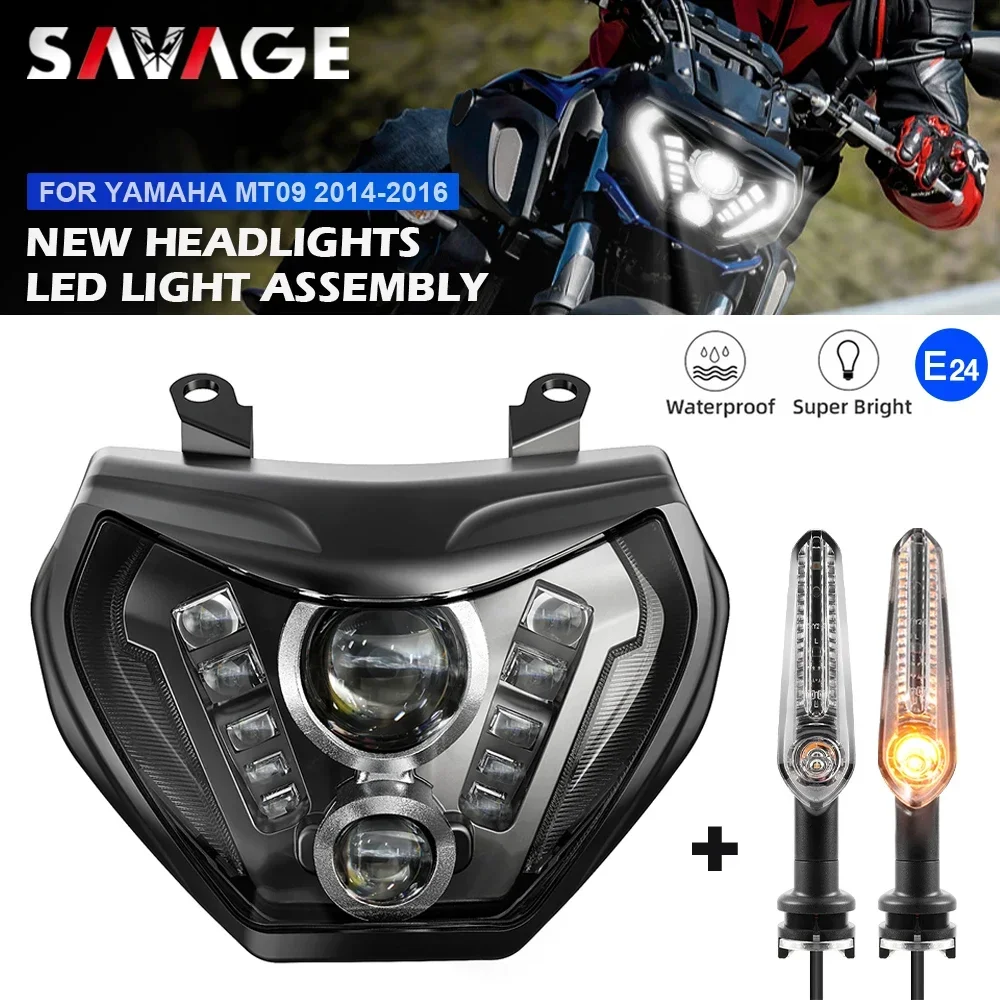 

Мотоциклетная фара для YAMAHA MT09 FZ09 2014 2015 2016, светодиодная фара в сборе, E24, проектор, водонепроницаемая фара MT-09 FZ-09